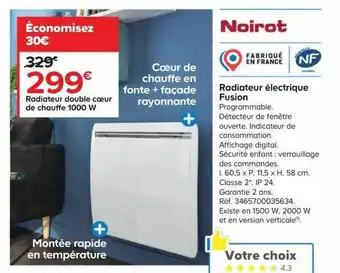 Castorama Radiateur double cœur de chauffe 1000 w noirot offre