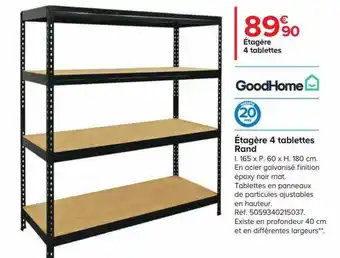 Castorama Étagère 4 tablettes rand goodhome offre