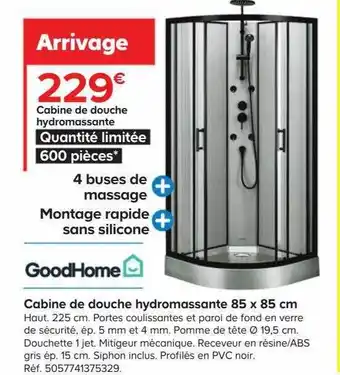 Castorama Cabine de douche hydromassante goodhome offre
