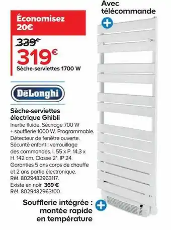 Castorama Sèche-serviettes électrique ghibli dëlonghi offre