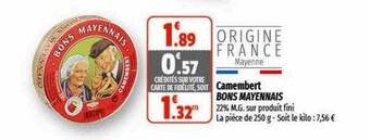 Coccimarket Camembert bons mayennais offre