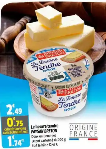Coccimarket Le beurre tendre paysan breton offre