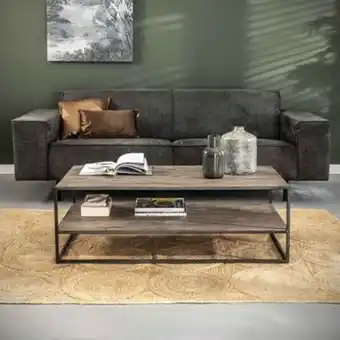 Table basse industrielle bois grisé oban