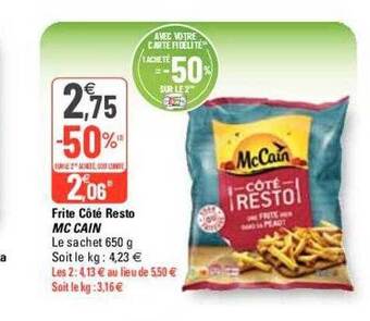 G20 Frite côté resto mc cain offre