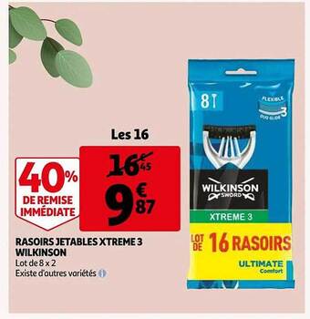 Auchan Rasoirs jetables xtreme 3 wilkinson offre