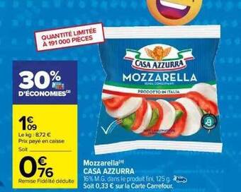 Carrefour Mozzarella casa azzurra offre