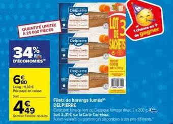 Carrefour Filets de harengs fumés delpierre offre