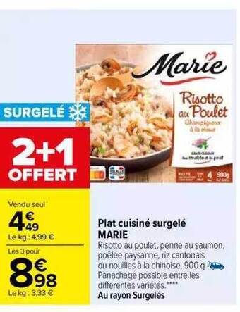 Carrefour Plat cuisiné surgelé marie offre