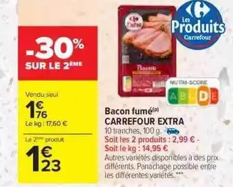 Carrefour Bacon fumé carrefour extra offre