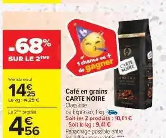 Carrefour Café en grains carte noire offre