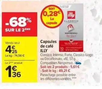 Carrefour Capsules de café illy offre