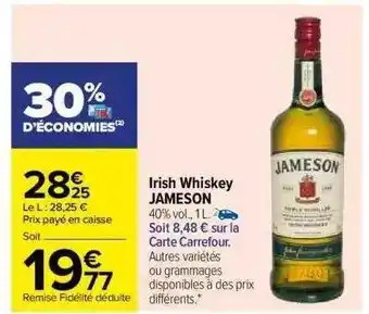Carrefour Irish whiskey jameson offre
