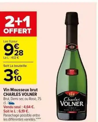 Carrefour Vin mousseux brut charles volner offre