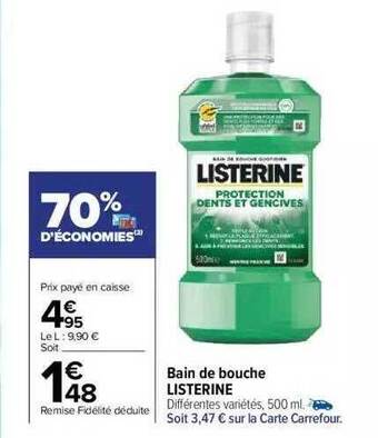 Carrefour Bain de bouche listerine offre