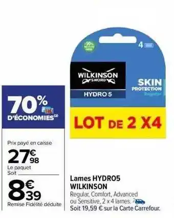 Carrefour Lames hydro5 wilkinson offre