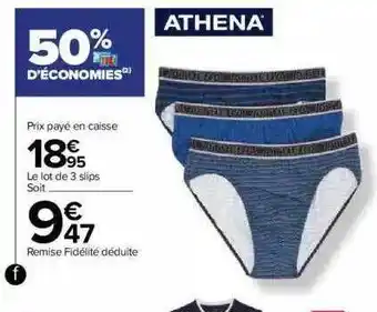 Carrefour Lot de 3 slips athena offre