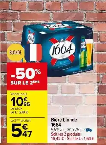 Carrefour Market Bière blonde 1664 offre