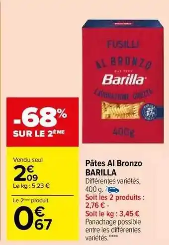 Carrefour Market Pâtes al bronzo barilla offre