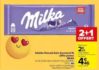 Carrefour Market Tablette chocolat extra gourmand xl «offre promo» milka offre