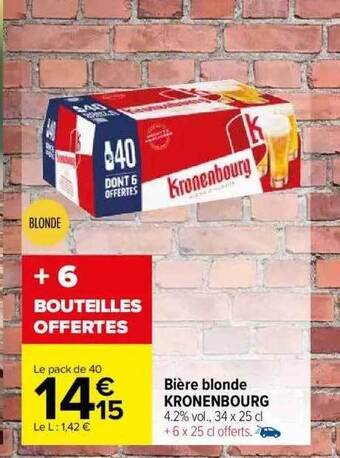 Carrefour Market Bière blonde kronenbourg offre