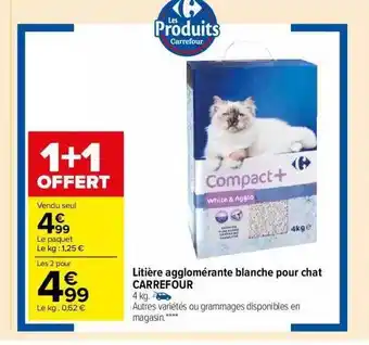 Carrefour Market Litière agglomérante blanche pour chat carrefour offre