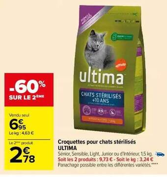 Carrefour Market Croquettes pour chats stérilisés ultima offre