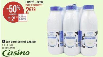 Géant Casino Casino lait demi-ecrémé offre