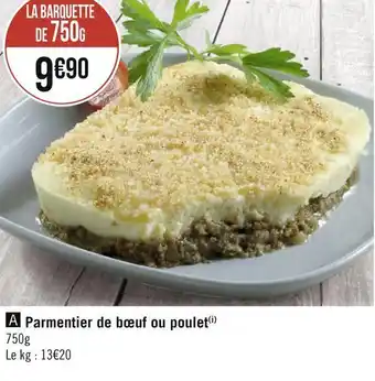 Géant Casino Parmentier de bœuf ou poulet offre