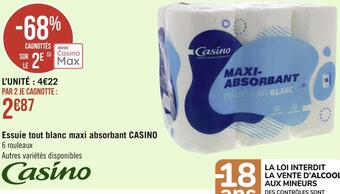 Géant Casino Casino essuie tout blanc maxi absorbant offre