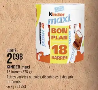 Géant Casino Kinder kinder maxi offre