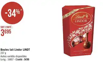 Géant Casino Lindt boules lait lindor offre