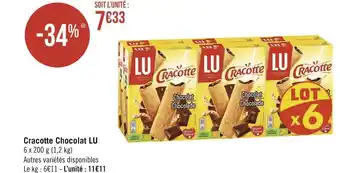 Géant Casino Lu cracotte chocolat offre