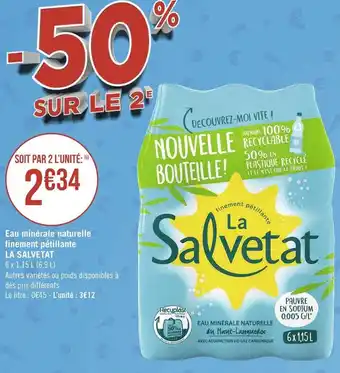 La salvetat eau minérale naturelle finement pétillante