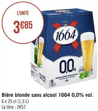 Géant Casino 1664 bière blonde sans alcool 0,0% vol. offre