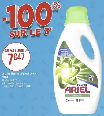 Géant Casino Ariel lessive liquide original power * offre