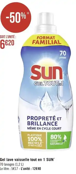 Géant Casino Sun gel lave vaisselle tout en 1* offre