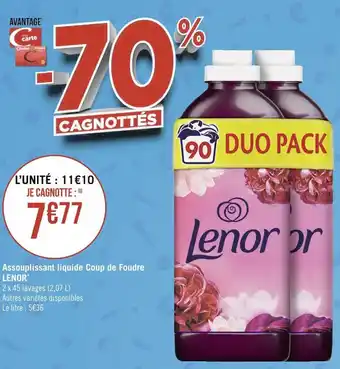 Géant Casino Lenor assouplissant liquide coup de foudre* offre