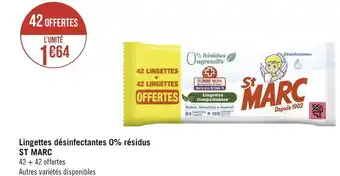 Géant Casino St marc lingettes désinfectantes 0% résidus offre