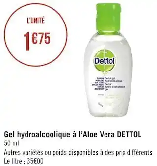 Dettol gel hydroalcoolique à l’aloe vera
