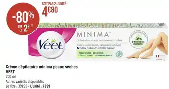 Veet crème dépilatoire minima peaux sèches