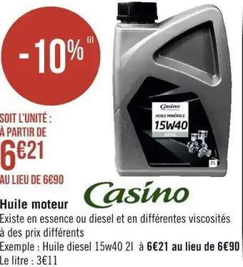 Casino huile moteur