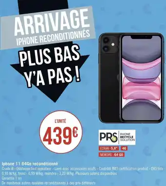 Géant Casino Apple iphone 11 64go reconditionné offre