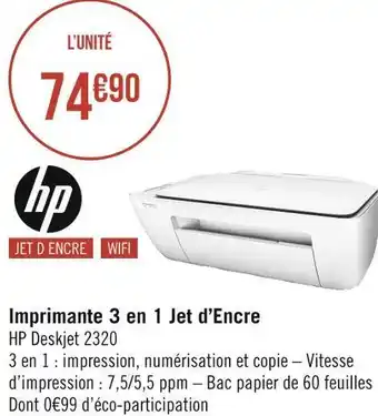 Géant Casino Hp imprimante 3 en 1 jet d’encre offre