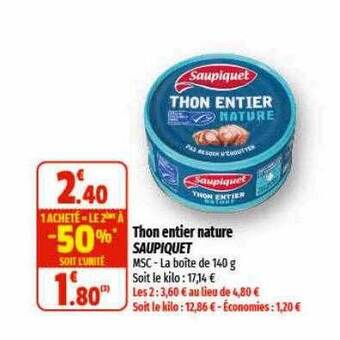 Coccinelle Express Thon entier nature saupiquet offre