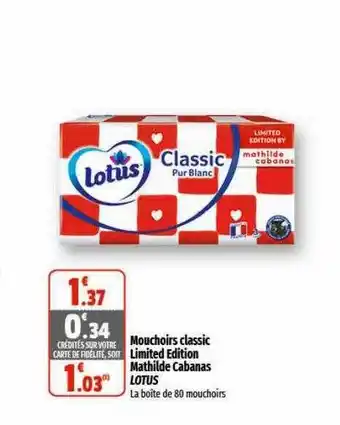 Coccinelle Express Mouchoirs classic limited édition mathilde cabanas lotus offre