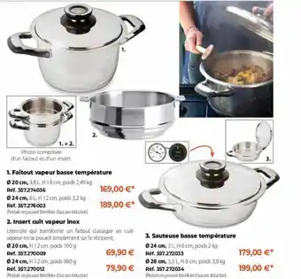 Mathon Faitout vapeur basse température, insert cuit vapeur inox, sauteuse basse température offre