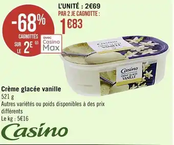 Casino Supermarchés Crème glacée vanille offre