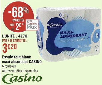 Casino Supermarchés CASINO essuie tout blanc maxi absorbant offre