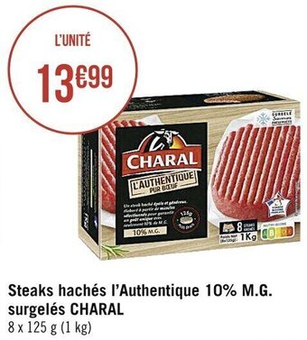 Casino Supermarchés CHARAL steaks hachés l'authentique 10% M.G. surgelés offre