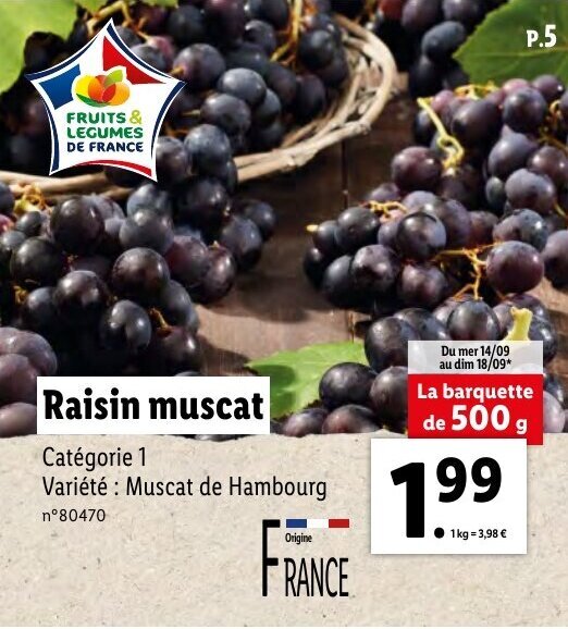 Promo Raisin muscat chez Lidl